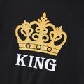 Crown Print Family Matching Black Long Sleeve Tops(King - Queen - Princess -Prince) Black