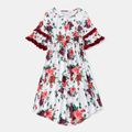 Floral Print Splice Family Matching Red and White Sets Red/White