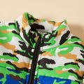 Toddler Boy Camouflage Print Stand Collar Zipper Coat Multi-color