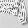 2-piece Kid Girl Striped Bowknot Long-sleeve Top and Elasticized Pants Casual Set White