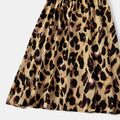 Leopard Print Ruffle Sleeve Splicing Midi Dress for Mom and Me Coffee