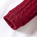 Baby Girl Solid Knit Long-sleeve Button Front Jumpsuit Burgundy