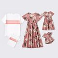 Floral or Stripe Print Family Matching Pink Sets Pink