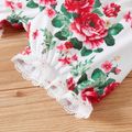 Baby Girl 2pcs Solid and Floral Print Long-sleeve Romper and Shorts Set Red