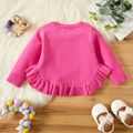 Baby Girl Solid Round Neck Long-sleeve Ruffle Hem Knitted Sweater Pullover Pink
