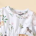 Baby Girl Animals and Plants Print White Long-sleeve Dress Color block image 2