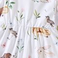 Baby Girl Animals and Plants Print White Long-sleeve Dress Color block image 3