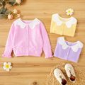 Toddler Girl Doll Collar Button Bowknot Beaded Design Knit Sweater Pink image 2