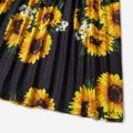 Sunflower Print Round Collar Tank Dress and Romper for Mom and Me Black