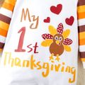 Baby Girl/Boy Thanksgiving Day Turkey and Letter Print Long-sleeve Jumpsuit White
