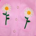 Toddler Girl Floral Embroidered Button Design Sweater Pink image 5