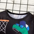 Toddler Boy Letter Basketball Dinosaur Print Long-sleeve Tee Black