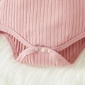 Baby Girl 2pcs Solid Ribbed Ruffle Long-sleeve Romper and Flared Pants Set Pink image 5