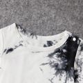 Allover Tie Dye Short Sleeve Slim Fit Mini T-shirt Dress for Mom and Me Black/White