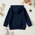 Toddler Graphic Heart-shaped and Letter Print Long-sleeve Hooded Pullover Dark Blue