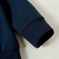 Toddler Graphic Letter Print Long-sleeve Hooded Pullover Dark Blue