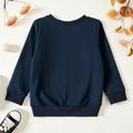 Toddler Girl Graphic Kitty and Letter Print Long-sleeve Pullover Dark Blue