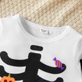 2-piece Toddler Boy/Girl Halloween Pumpkin Bone Print Pullover and Elasticized Pants Set White