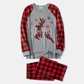 Christmas Deer and Red Plaid Print Raglan Long-sleeve Family Matching Pajamas Set (Flame Resistant) Red image 2