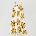 Sunflower Print Sling Midi Dress for Mom and Me Yellow