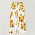 Sunflower Floral Print Casual Straight Pants Trousers for Mom and Me Yellow