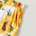 Sunflower Floral Print Casual Straight Pants Trousers for Mom and Me Yellow