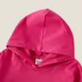 Kid Girl Cat Print Pocket Design Drop Shoulder Hoodie Sweatshirt Hot Pink