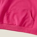 Kid Girl Cat Print Pocket Design Drop Shoulder Hoodie Sweatshirt Hot Pink image 5