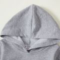 Toddler Girl/Boy City Letter Print Pocket Design Gray Hooded Sweatshirt Light Grey