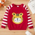 Baby Boy Cartoon Tiger Striped Long-sleeve Knitted Sweater Pullover Red image 1