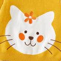 Baby Girl Cartoon Kitty Cat Long-sleeve Knitted Sweater Pullover Yellow image 3