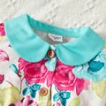 Baby Girl Floral Print Doll Collar Long-sleeve Romper Onesie Green