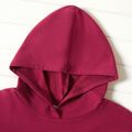 Women Graphic Letter and Glasses Print Long-sleeve Hooded Pullover Burgundy