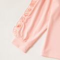 2-piece Kid Girl Ruffled Ribbed Long-sleeve Top and Solid Leggings Set Pink