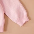 Baby Girl Floral Embroidered Solid Ruffle Collar Long-sleeve Knitted Sweater Cardigan Pink
