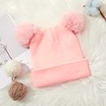 Baby / Toddler Solid Pompon Knitted Beanie Hat Pink image 3