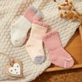 3-pack Baby / Toddler Color Block Terry Mid-calf Socks Pink