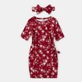 Floral Print Colorblock Family Matching Sets Burgundy