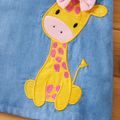 Baby Mädchen Giraffe bowknot festen Behälterkleid des blauen Denim hellblau