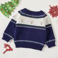 Christmas Deer and Snowflake Long-sleeve Baby Knitted Sweater Pullover Dark Blue/white