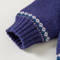 Christmas Deer and Snowflake Long-sleeve Baby Knitted Sweater Pullover Dark Blue/white