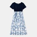 Plant Allover Printing Splice Short-sleeve Family Matching Sets Royal Blue