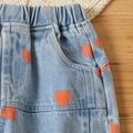Toddler Girl Heart Print Denim Jeans with Pocket Light Blue