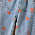 Toddler Girl Heart Print Denim Jeans with Pocket Light Blue