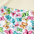 Toddler Girl Butterfly/Floral Print Elasticized Leggings White