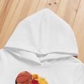 2-piece Kid Boy Bear Basketball Print Hoodie  and Elasticized Pants Set White