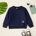 Toddler Boy Excavator Embroidered Stripe/Solid Pullover Sweatshirt Royal Blue image 2
