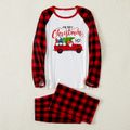 Merry Christmas Family Matching Red Plaid Raglan Long-sleeve Pajamas Sets(Flame Resistant) Red/White