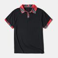 Red and Black Plaid Series Family Matching Sets(Long Sleeve Splice Print Dress and Polo Short Sleeve Shirt) Red image 4
