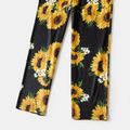 Sunflower Floral Print Spaghetti Strap Jumpsuit Romper for Mom and Me Black